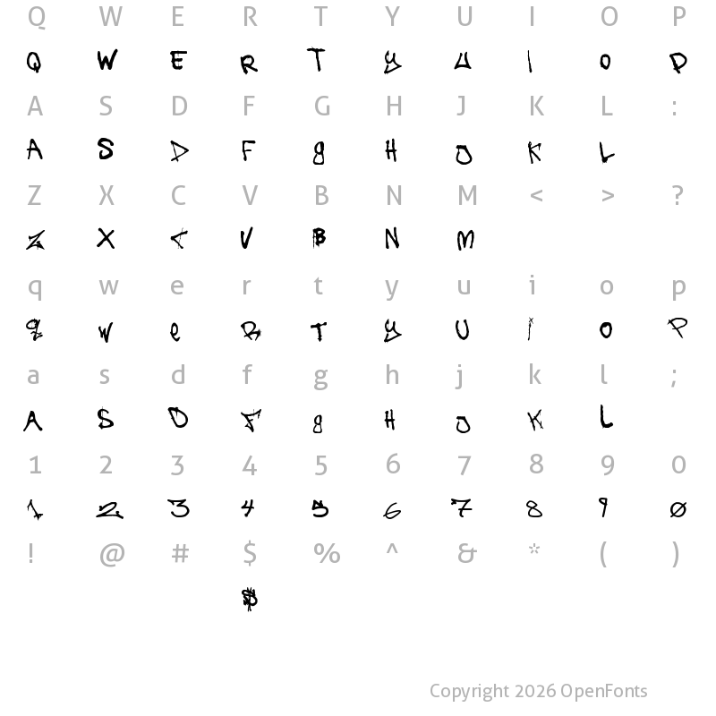 Character Map of The Battle Continuez Regular