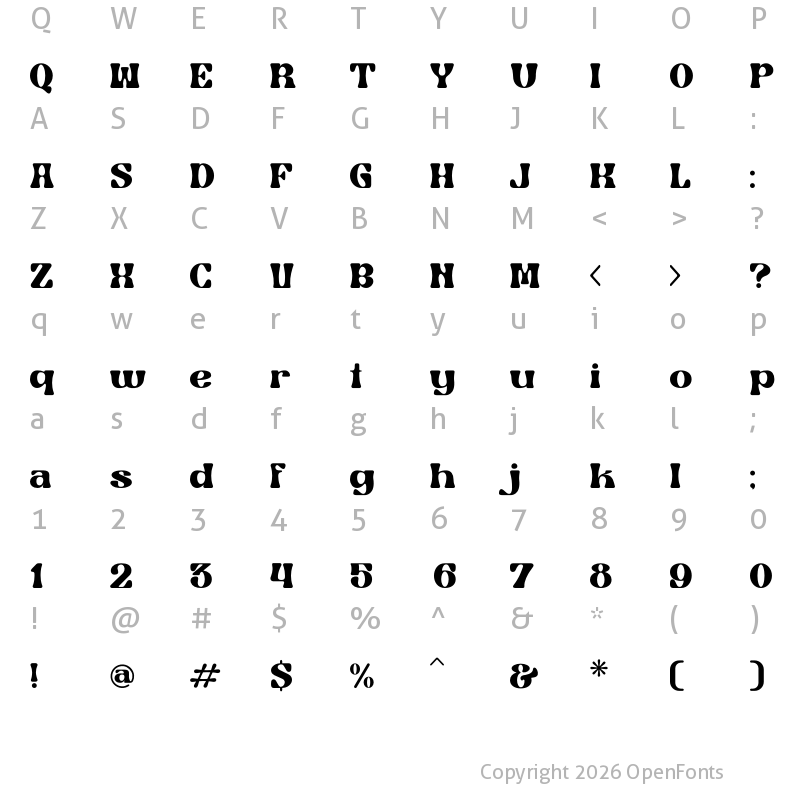 Character Map of The Beatrik Regular