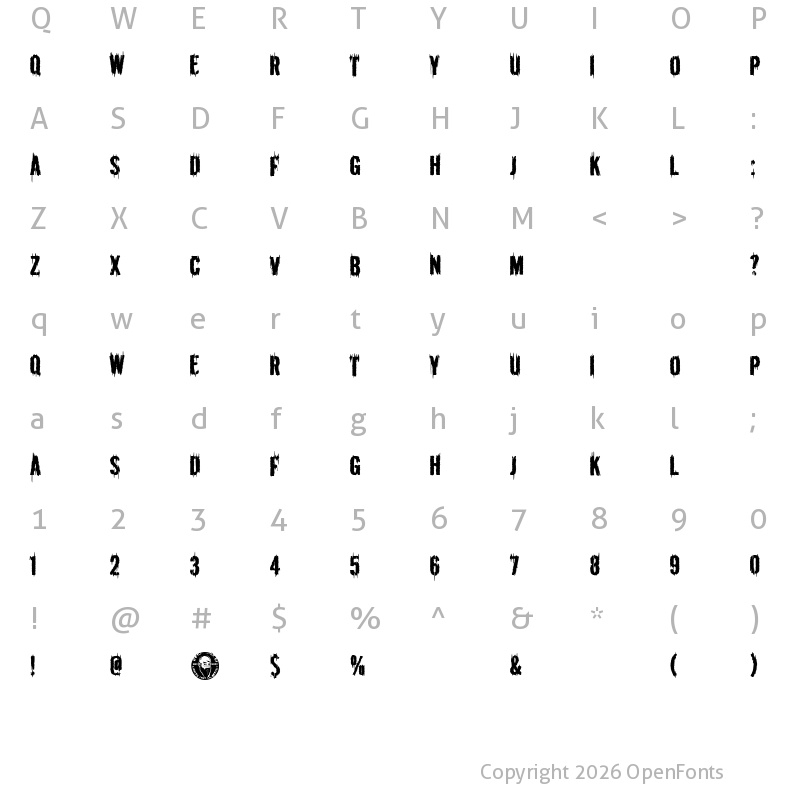 Character Map of The Black Bible Regular