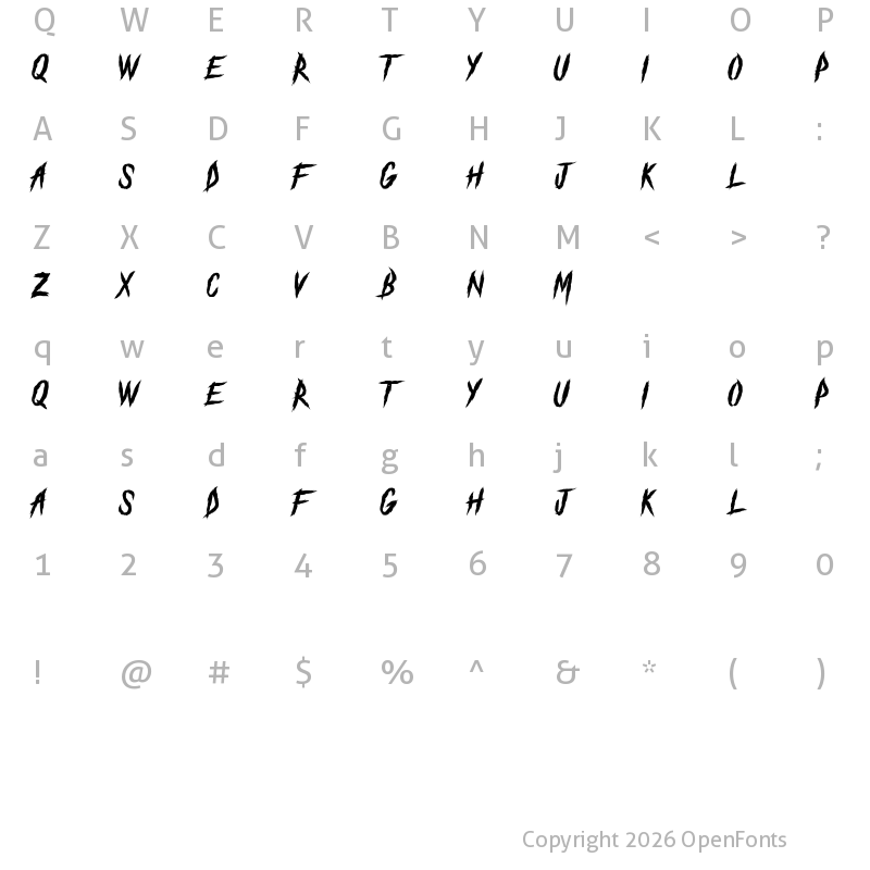Character Map of The Black Festival  DEMO Regular