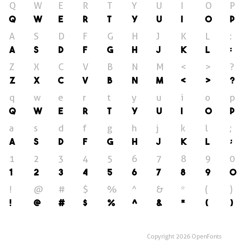 Character Map of The Bold Font Bold