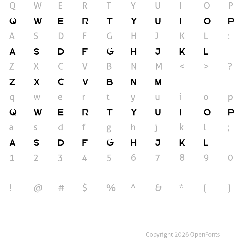 Character Map of The Brittany Sans Bold Regular