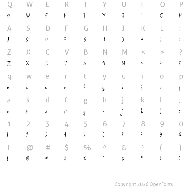 Character Map of The Darkthing Demo Font
