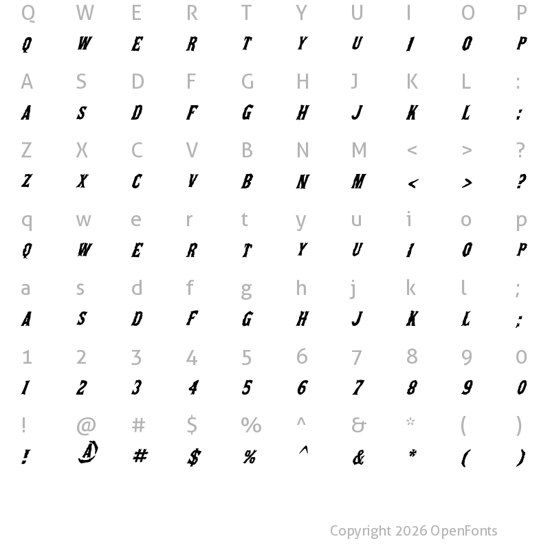 Character Map of The Deep Horror! Regular