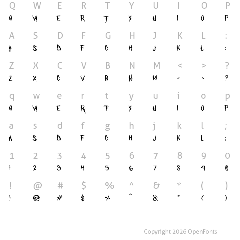 Character Map of The Defiler Regular