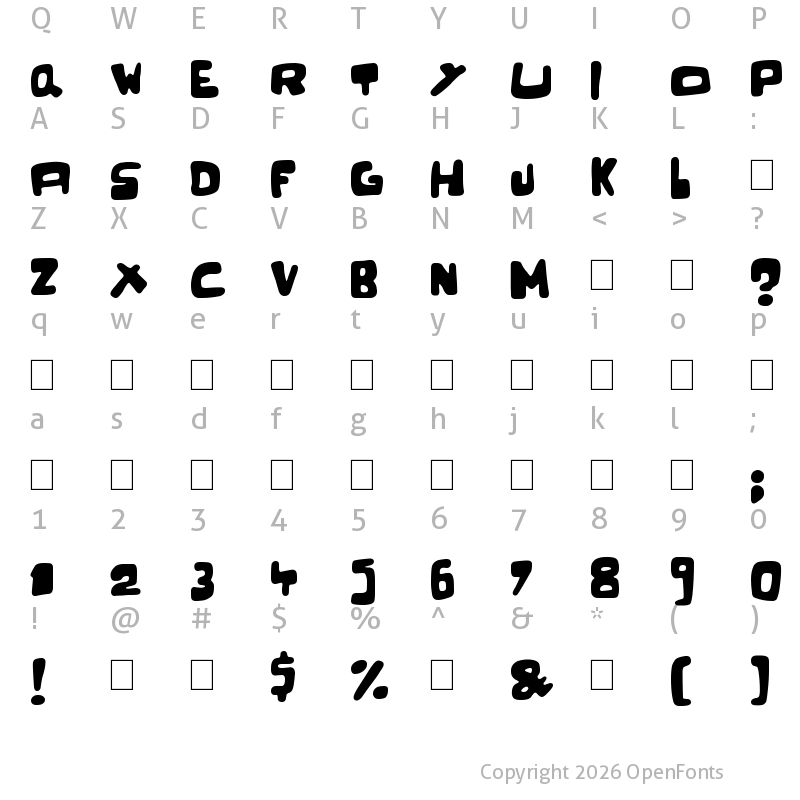Character Map of The Duke of Prunes Regular