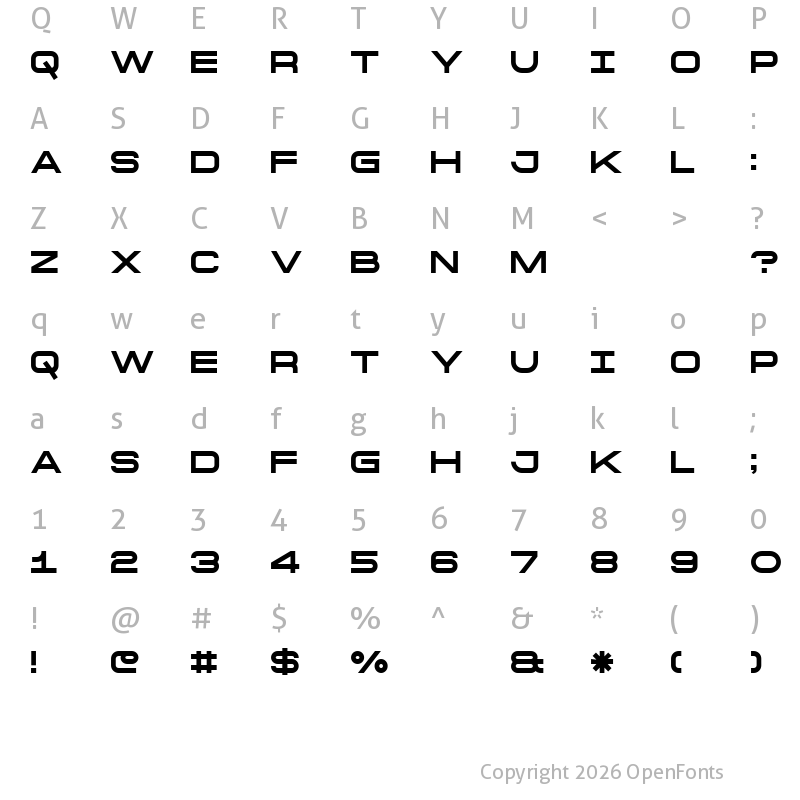 Character Map of THE EXTENDED FONT FREE Regular