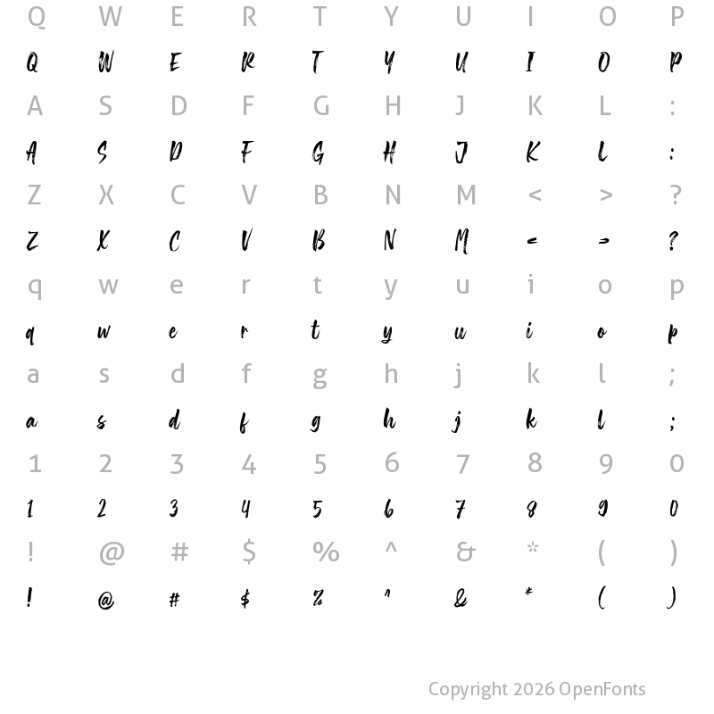 Character Map of The Friday Stroke Regular