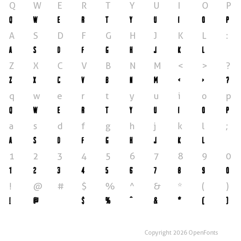 Character Map of the Gallery Regular