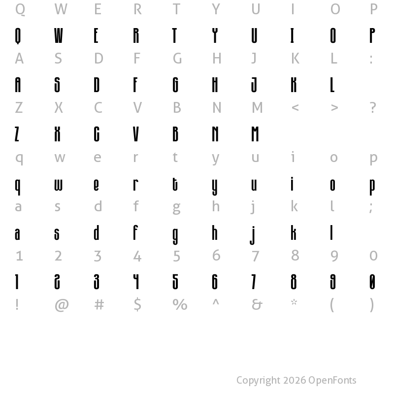 Character Map of The Goodfather DEMO Regular