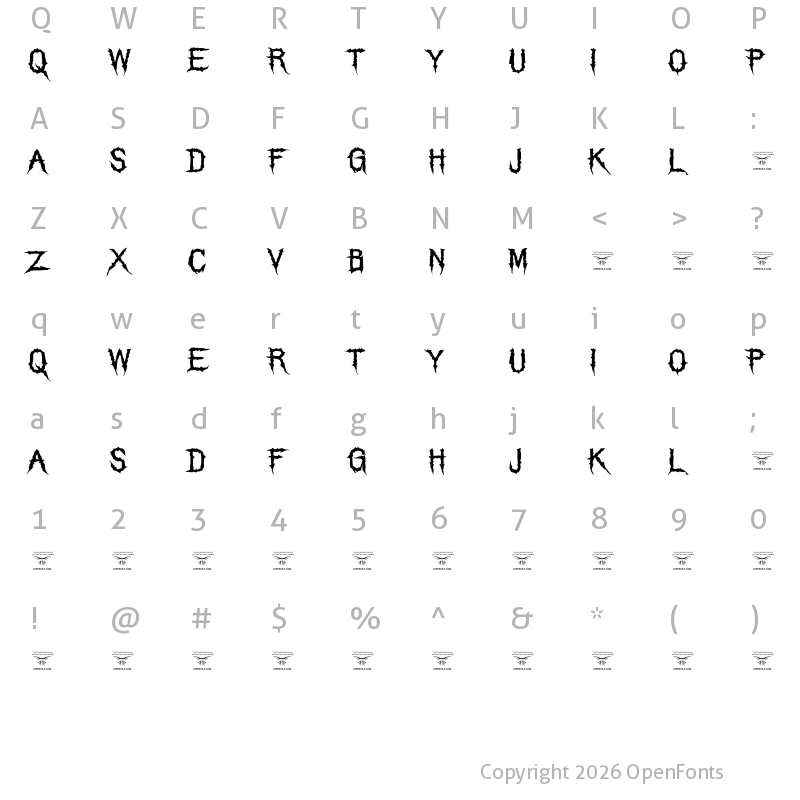 Character Map of The Grim Raiders Regular