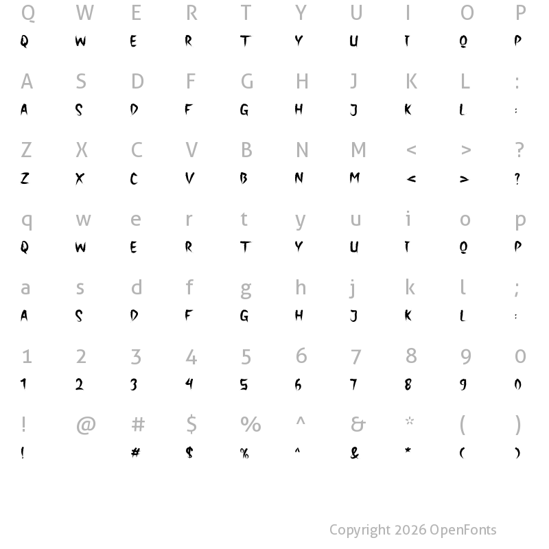 Character Map of The Holler Regular