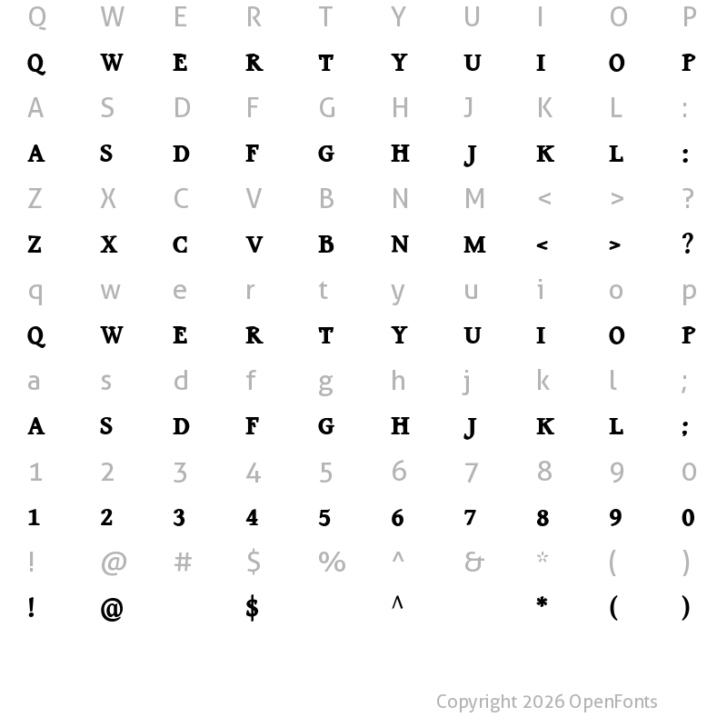 Character Map of The Kid Regular