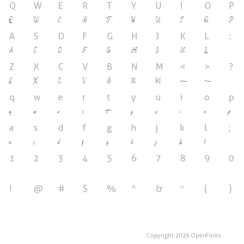 Character Map of The Kissha Regular