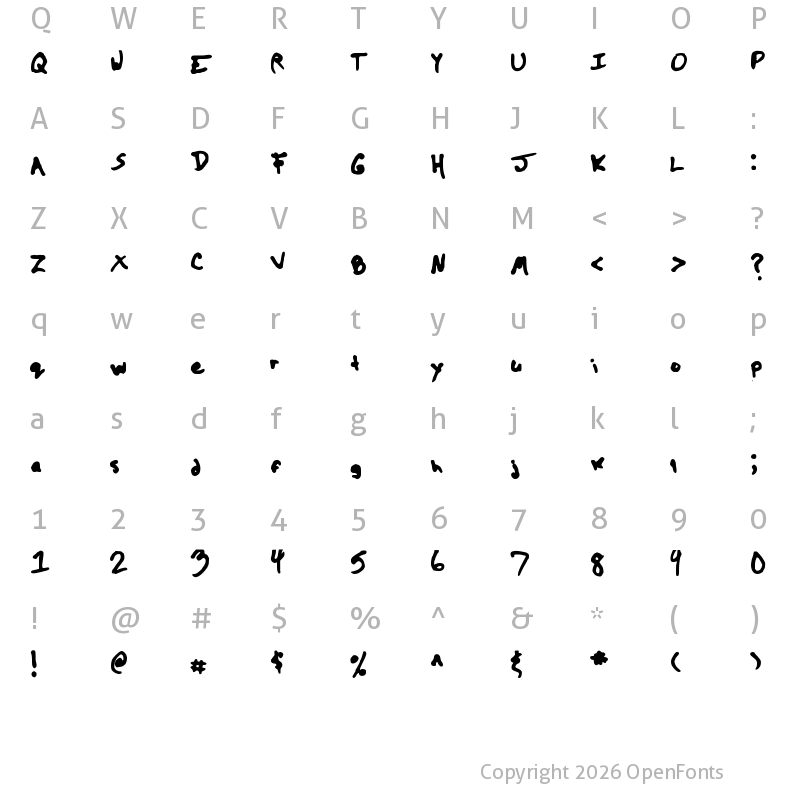 Character Map of The Kool Font Medium