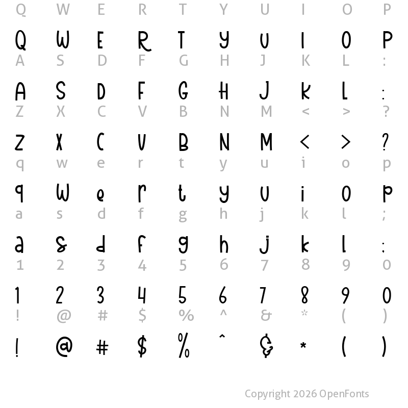 Character Map of The Lady Bear Regular