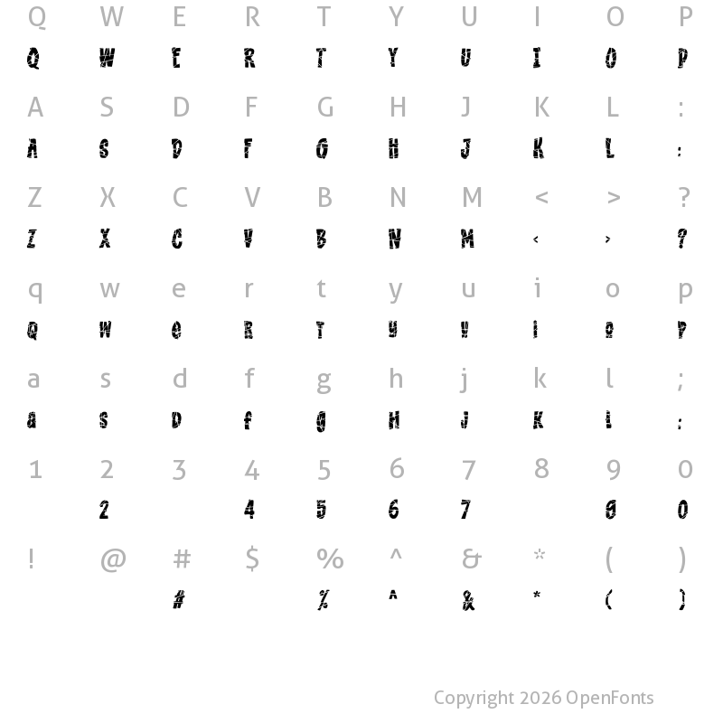 Character Map of the Lost Souls Regular