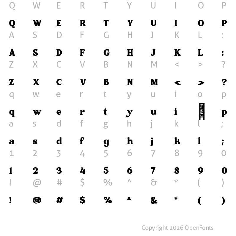 Character Map of The mietlor free version Regular