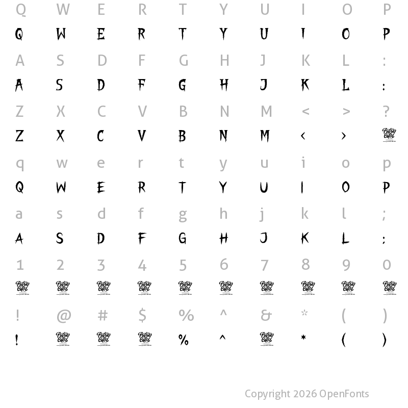 Character Map of THE NIGHT LAMP Regular