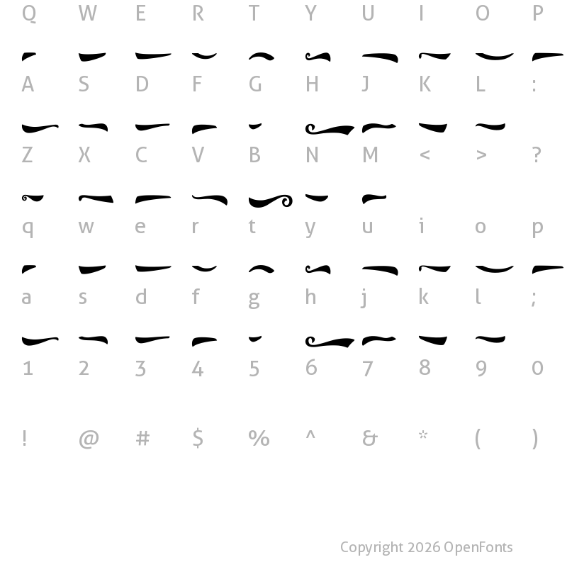 Character Map of The Phamelo Swash