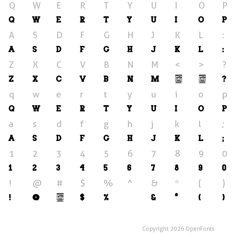 Character Map of The Poster Serif Regular