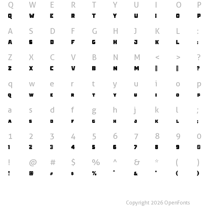 Character Map of The Pretender Bold Sans Press