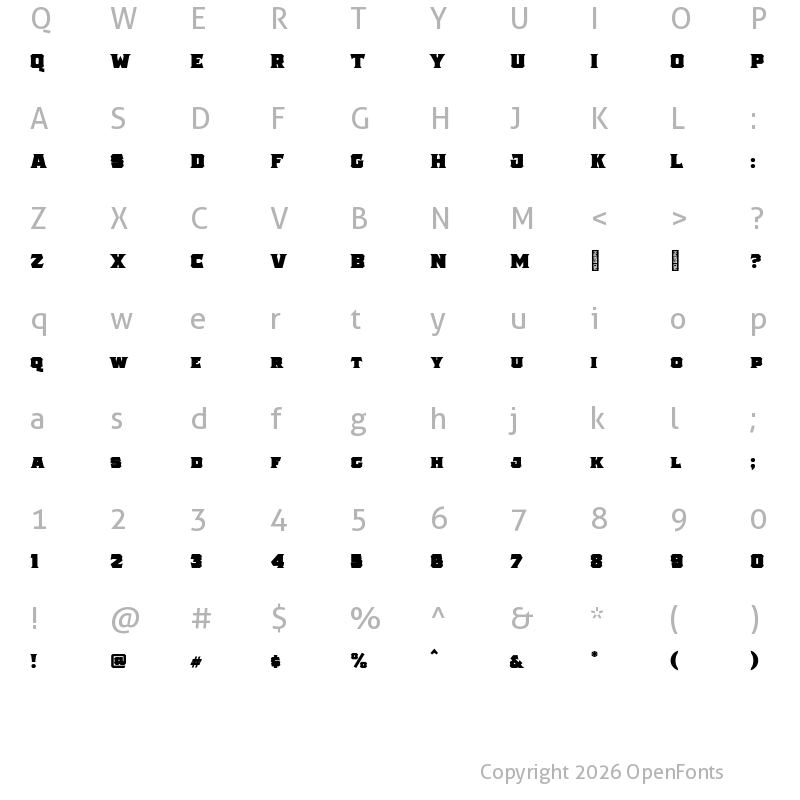 Character Map of The Pretender Bold Serif