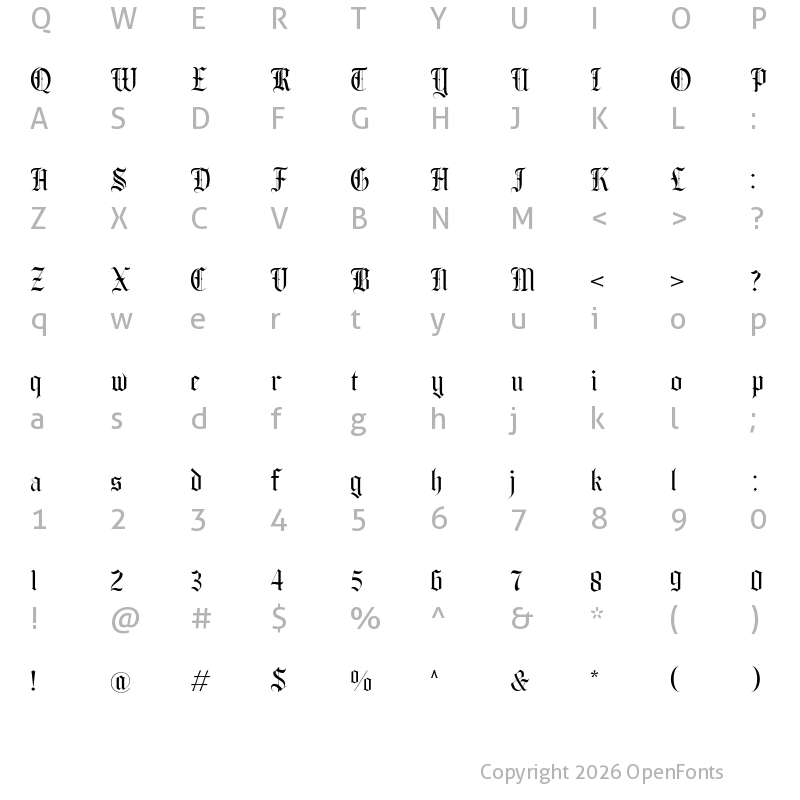 Character Map of The Quality Brave Regular