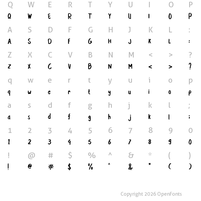 Character Map of The Quickly Regular