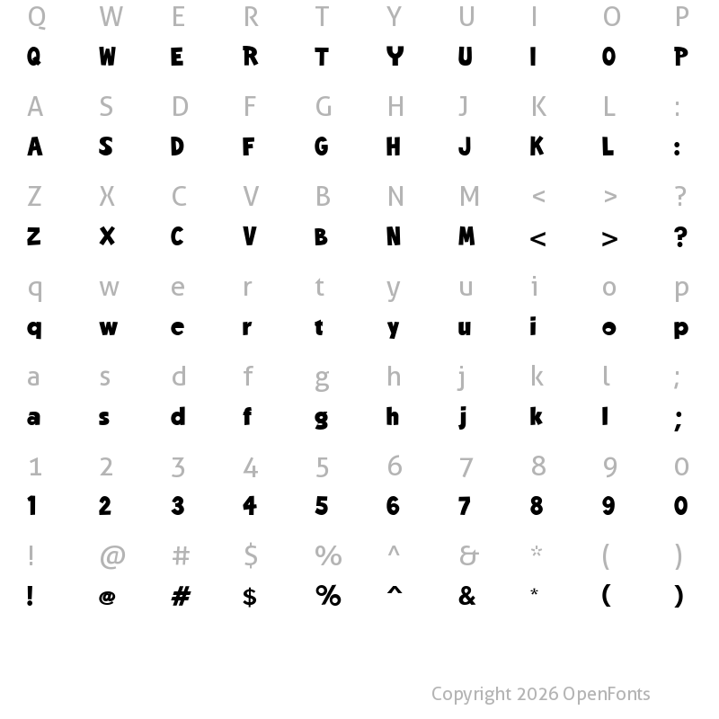 Character Map of The Rainbow Regular