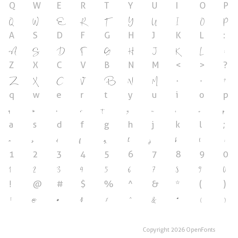 Character Map of the Rochester Regular