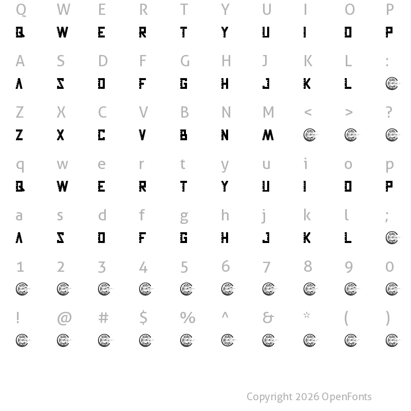 Character Map of The Ruler Demo Regular