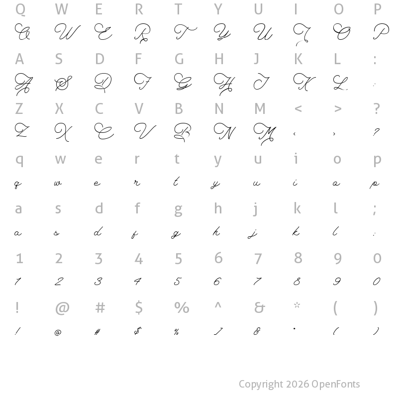 Character Map of The Saily Regular