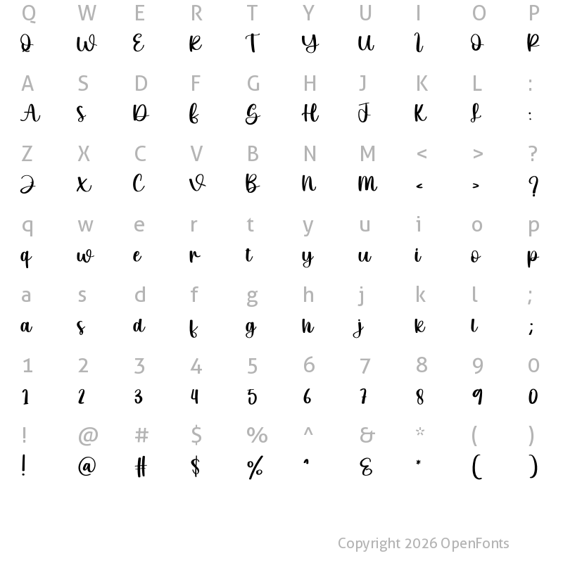 Character Map of The Santa Regular