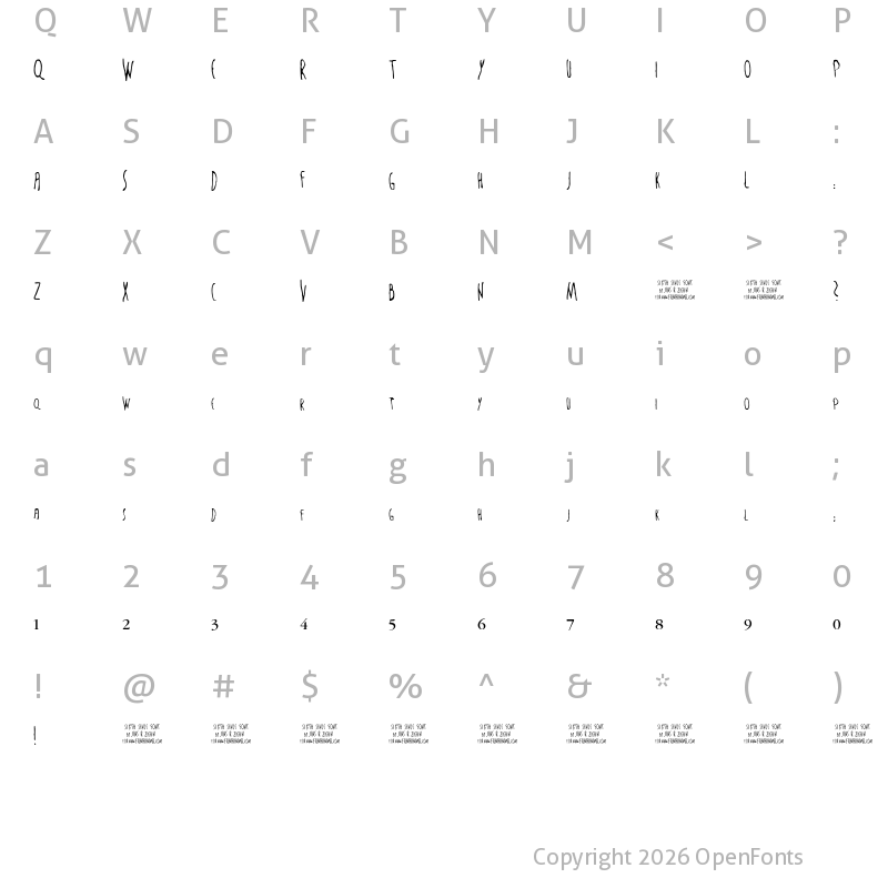 Character Map of The Sixth Sense Regular