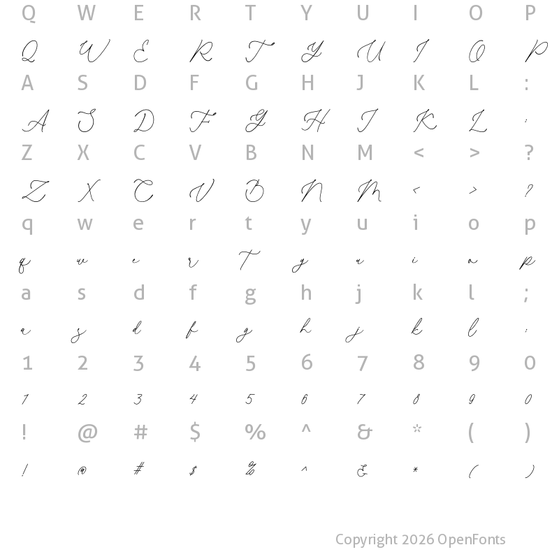 Character Map of The Smooth Script Regular