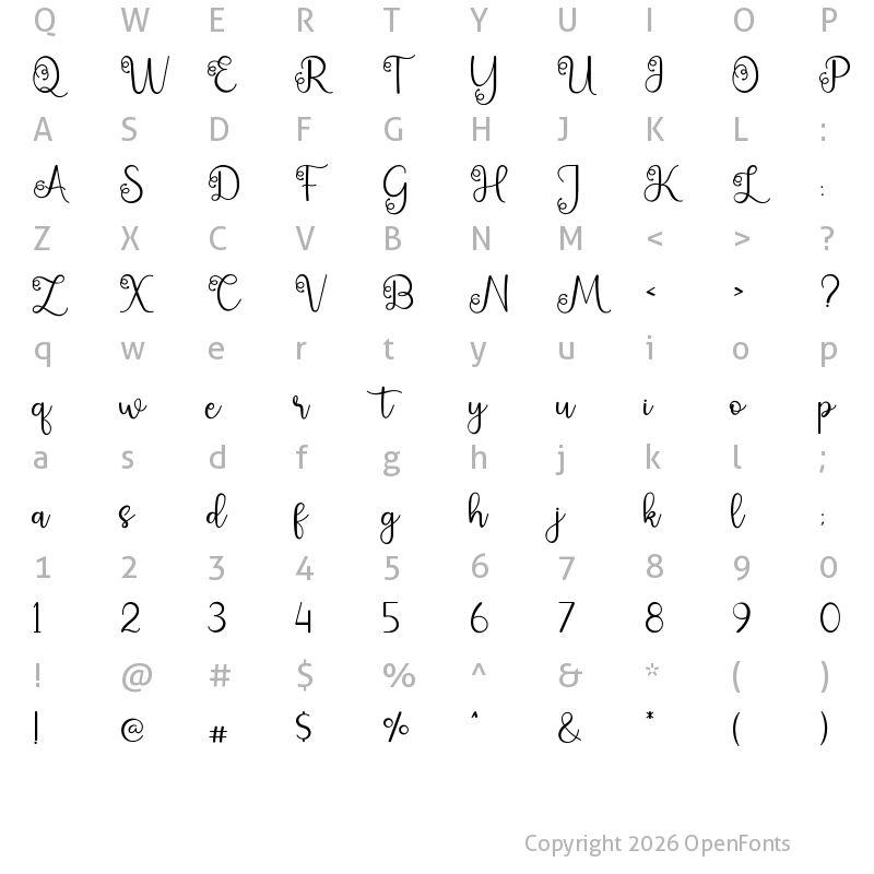 Character Map of The Starlight Regular
