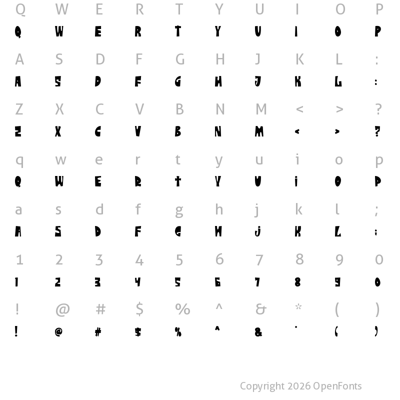 Character Map of The Strattos DEMO DEMO