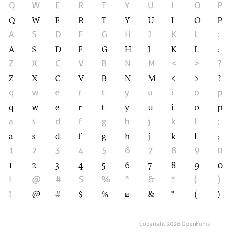 Character Map of TheAntiquaB Trial W4 SemiLight