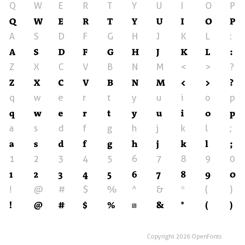 Character Map of TheAntiquaB Trial W8 ExtraBold