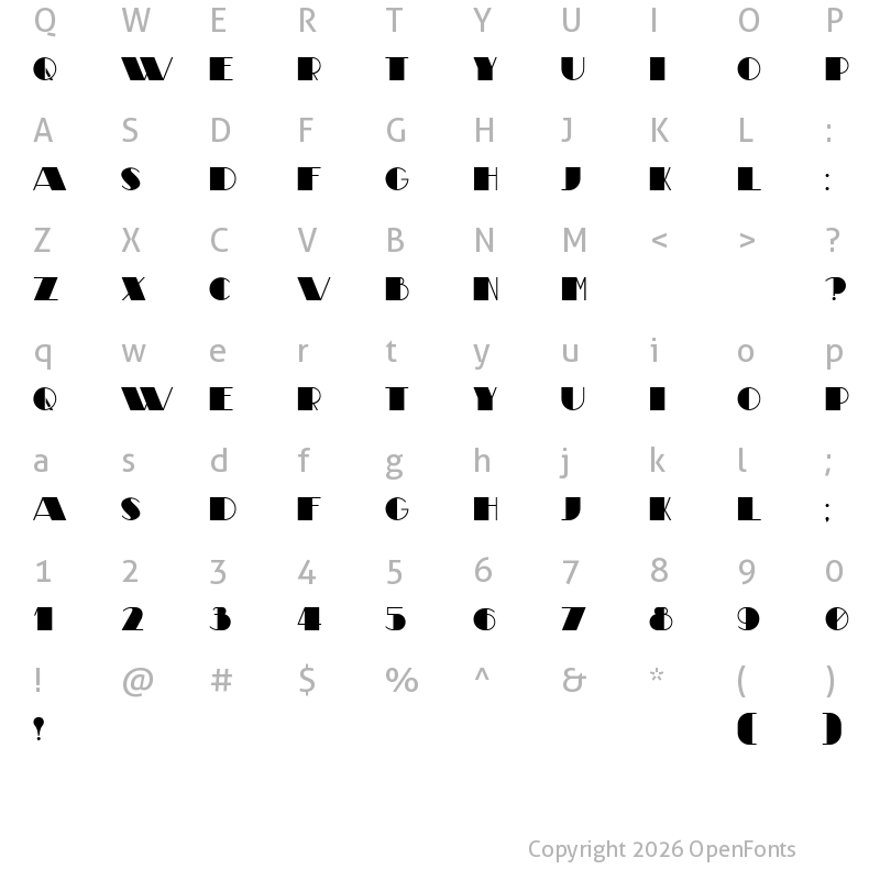 Character Map of Theatrical Regular