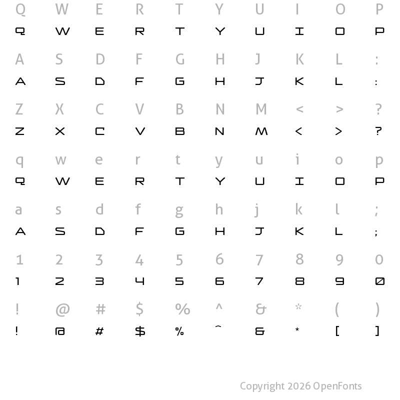 Character Map of Thedus Wide Light