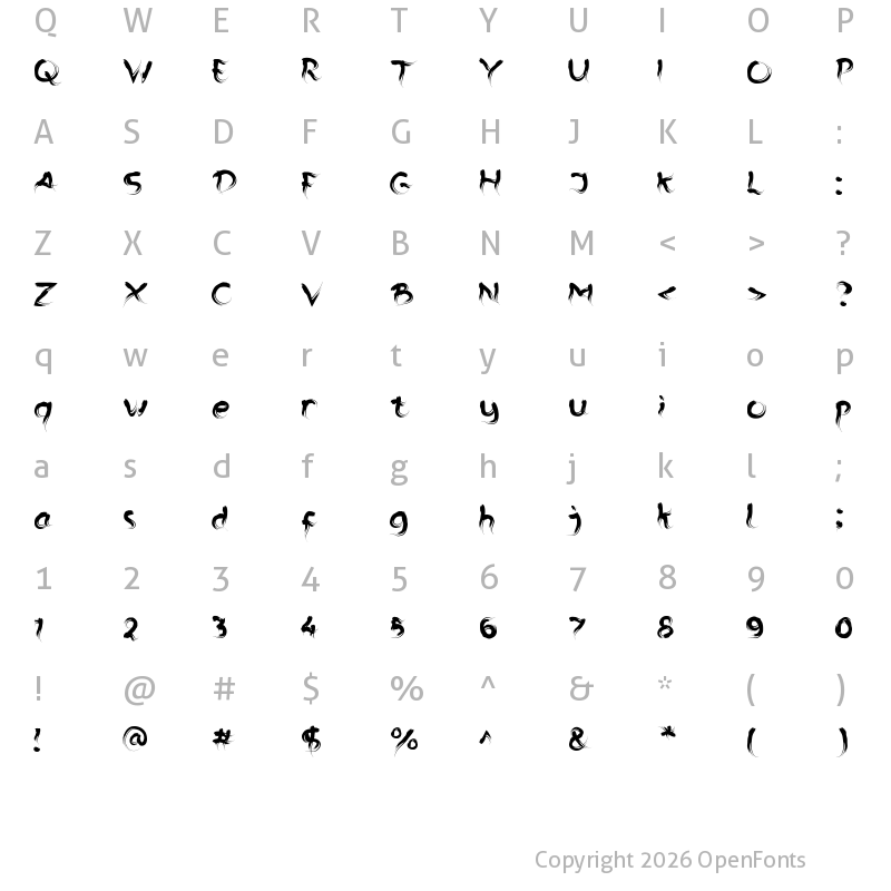 Character Map of TheGhost Regular