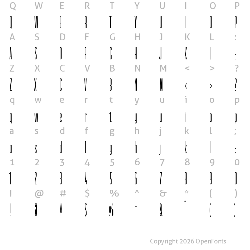 Character Map of Themadi REGULAR