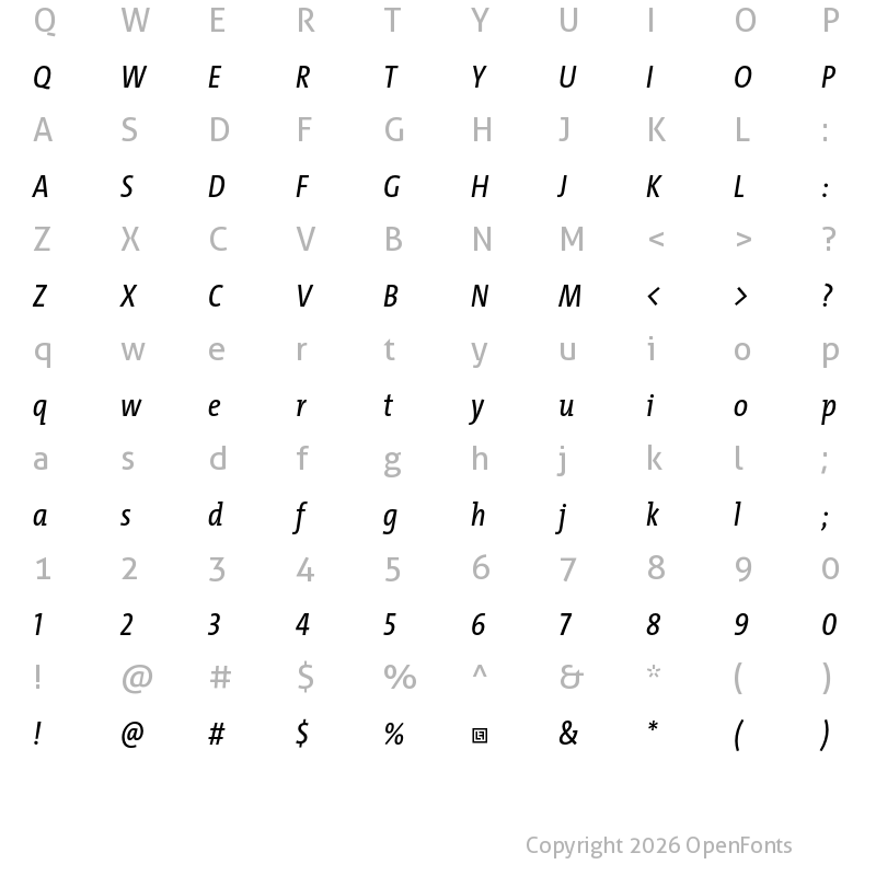 Character Map of TheMix Cd Trial Plain Italic