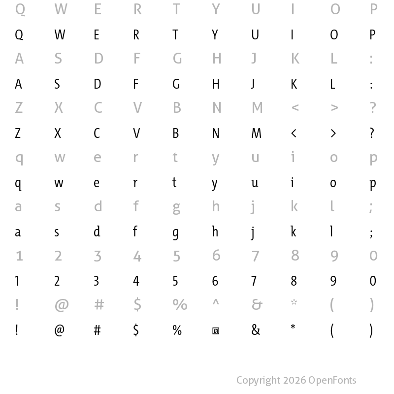 Character Map of TheMix Cd Trial SemiLight