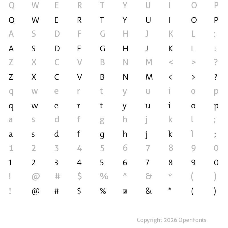 Character Map of TheMix Trial SemiLight