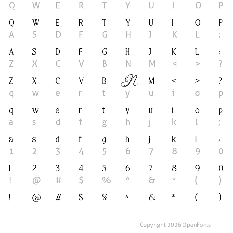 Character Map of Thenaskle Regular