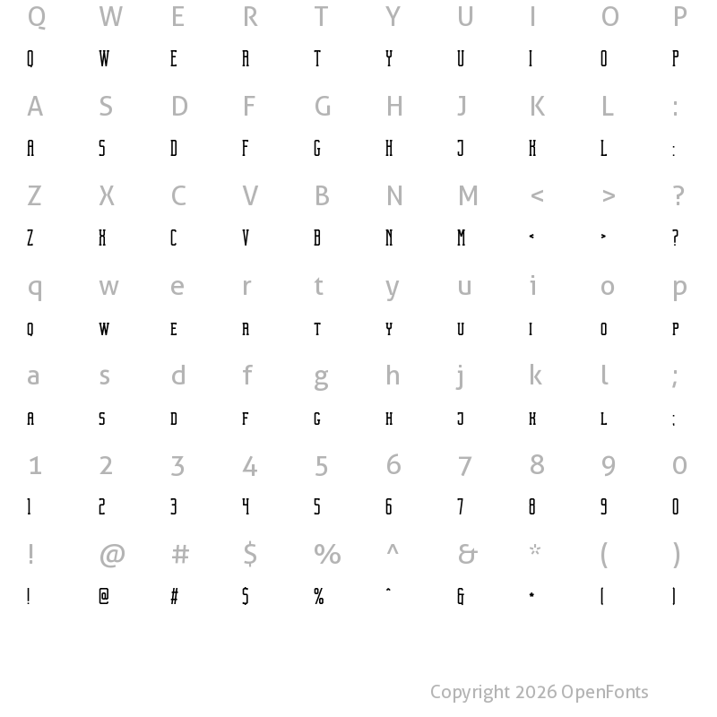 Character Map of Theobald_Clean Regular