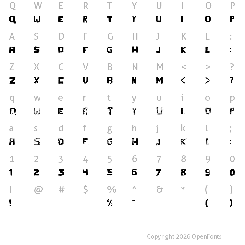 Character Map of Thereza Regular